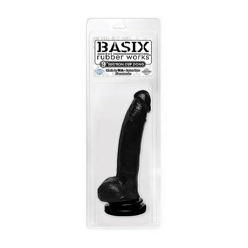 Basix rubber works 9in suction cup dong - black image